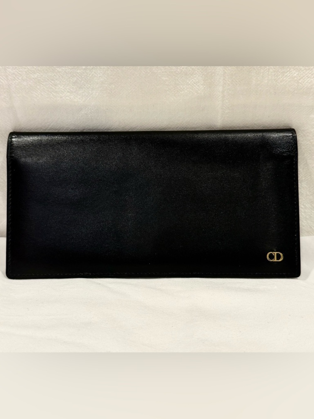 Elegant Vintage Christian Dior Smooth Black Leather Long Wallet